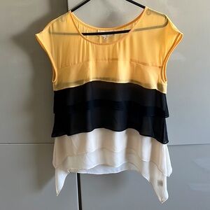 Delicate Sheer Tri-Color Blouse. Small